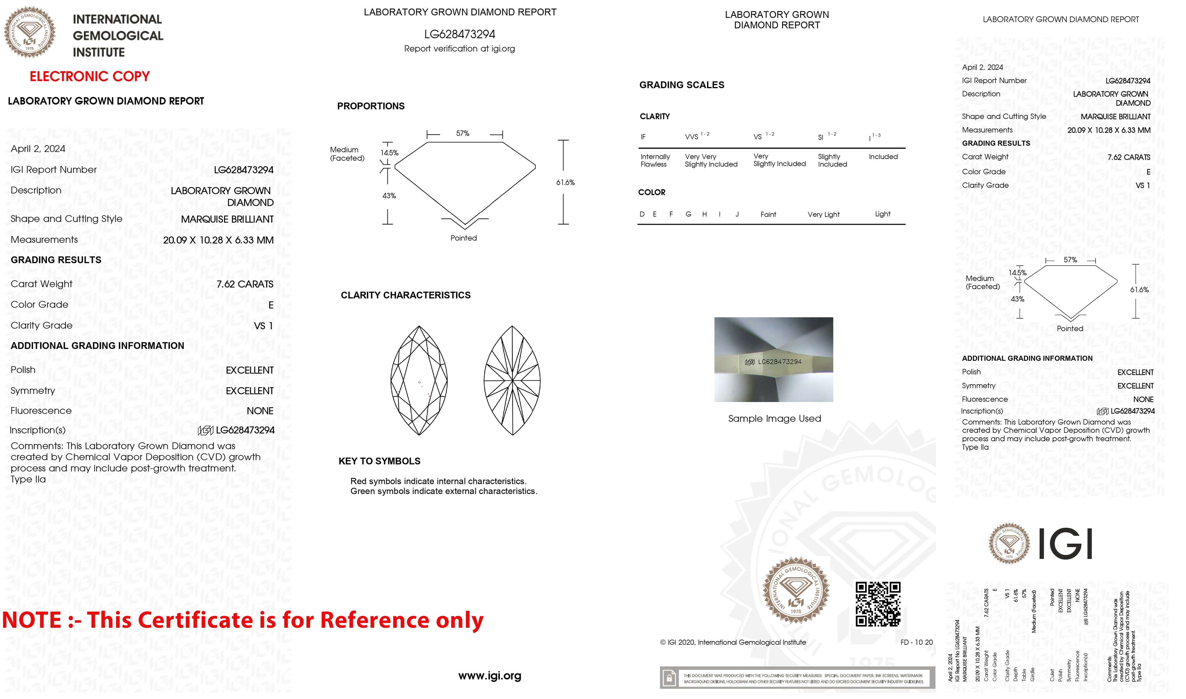 IGI Certified 2.50 CT Marquise Shape Lab Diamond for Jewelry
