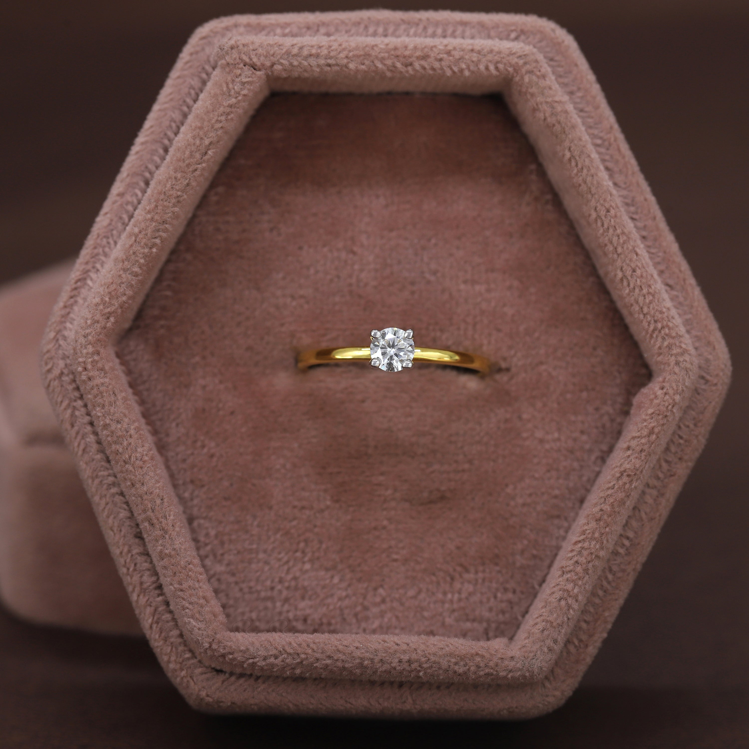 Hold Forever Close- Yellow Gold Ring with Round White Diamond