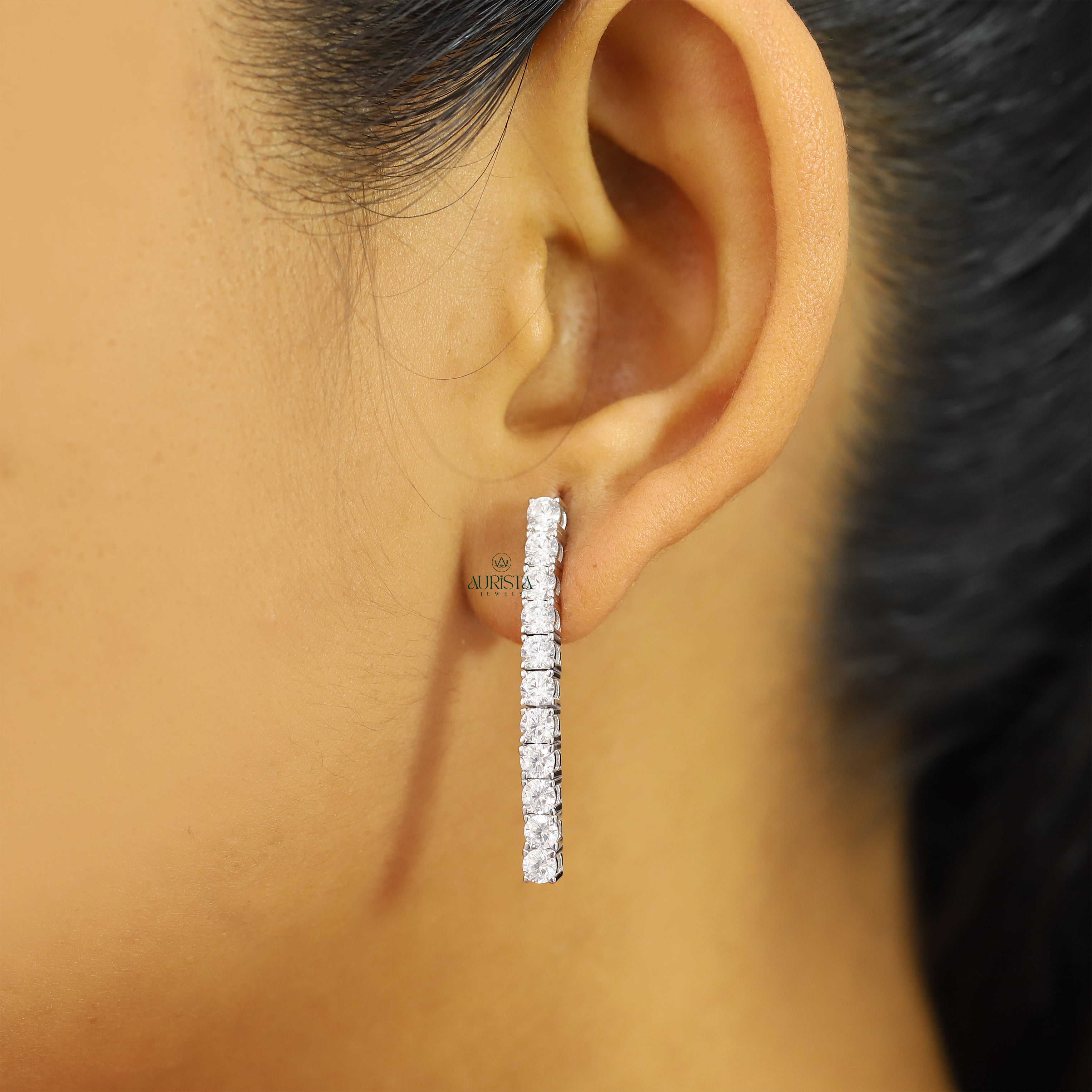 Round Cut Moissanite Tennis Necklace Minimalist Layering Jewelry Gift For Her